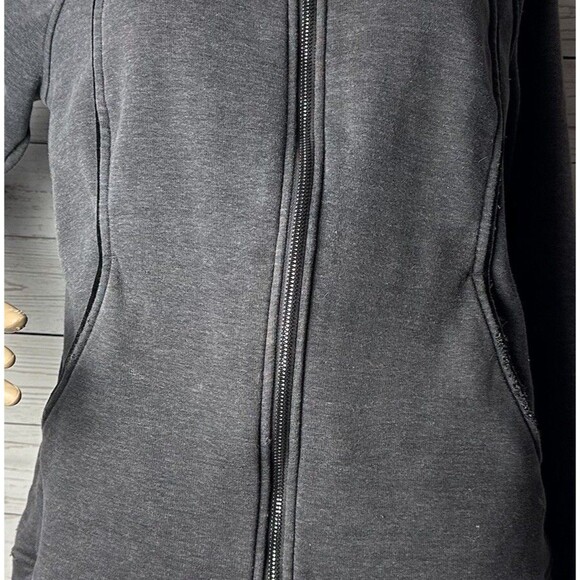 Lululemon Fleece Hoodie Medium Dark Gray Full Zip Long Sleeve Thumbholes Jacket - Picture 8 of 15